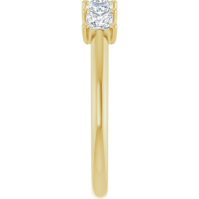 14K Gold Square Lab-Grown Diamond U-Prong Five-Stone Anniversary Band – 1/2–2 CTW - Yellow Gold - view 4