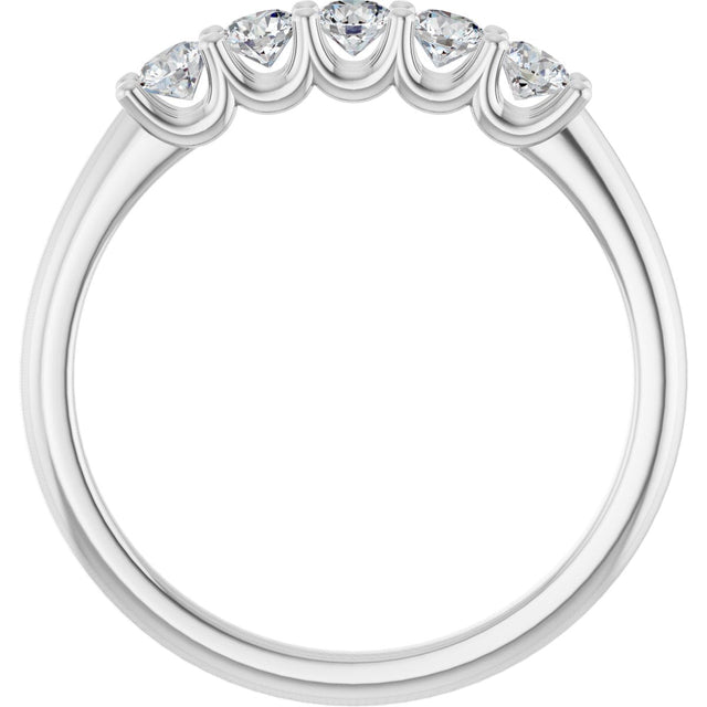 14K Gold Round Lab-Grown Diamond U-Prong Five-Stone Anniversary Band – 2.75 mm Stones - White Gold - view 2