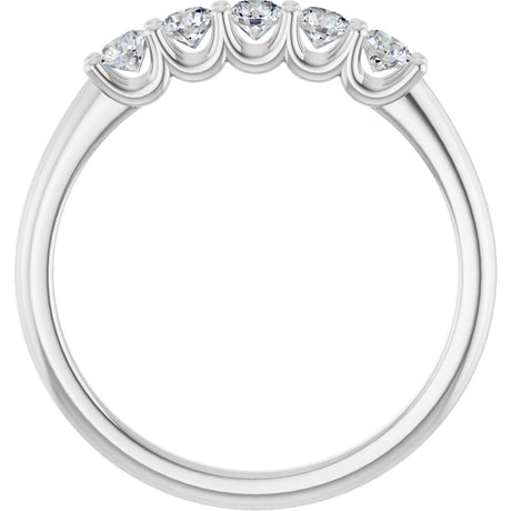 Platinum Round Lab-Grown Diamond U-Prong Five-Stone Anniversary Band – 2.75 mm Stones - view 2