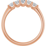 14K Gold Round Lab-Grown Diamond U-Prong Five-Stone Anniversary Band – 2.75 mm Stones - Rose Gold - view 2