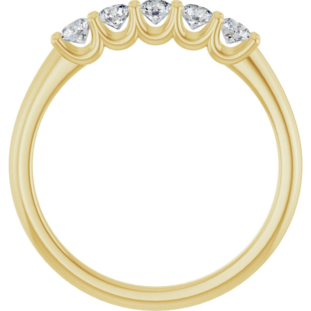 14K Gold Round Lab-Grown Diamond U-Prong Five-Stone Anniversary Band – 2.75 mm Stones - Yellow Gold - view 2