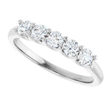Platinum Round Lab-Grown Diamond U-Prong Five-Stone Anniversary Band – 3 mm Stones - view 5
