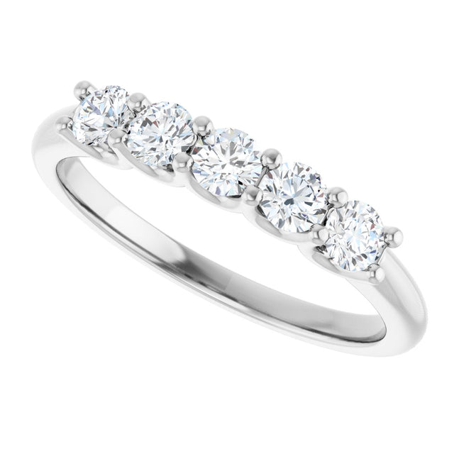 Platinum Round Lab-Grown Diamond U-Prong Five-Stone Anniversary Band – 3 mm Stones - view 5