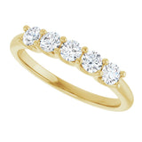 14K Gold Round Lab-Grown Diamond U-Prong Five-Stone Anniversary Band – 3 mm Stones - Yellow Gold - view 5
