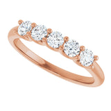 14K Gold Round Lab-Grown Diamond U-Prong Five-Stone Anniversary Band – 3 mm Stones - Rose Gold - view 5