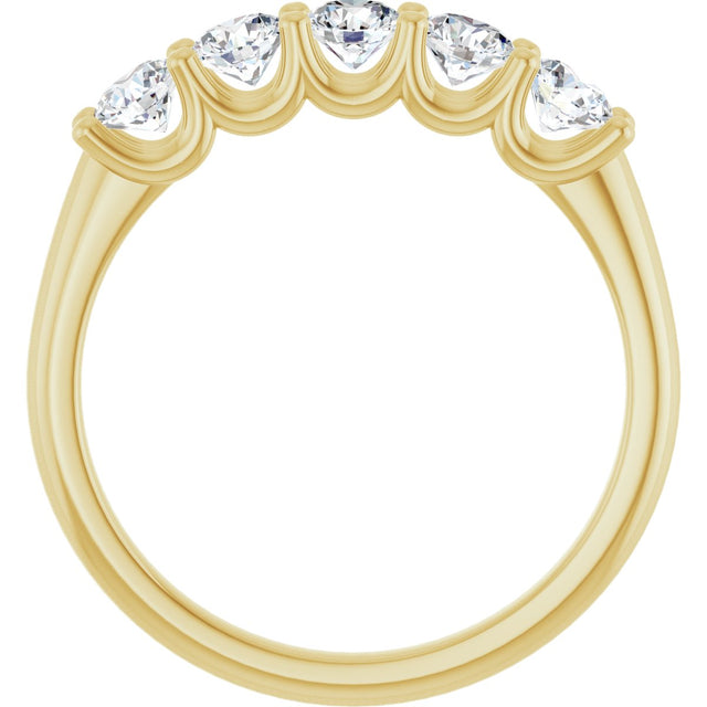 14K Gold Round Lab-Grown Diamond U-Prong Five-Stone Anniversary Band – 3.5 mm Stones - Yellow Gold - view 2