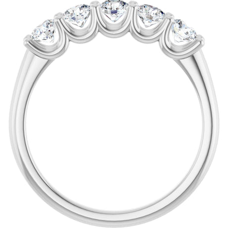 Platinum Round Natural Diamond U-Prong Five-Stone Anniversary Band – 3.5 mm Stones - view 2