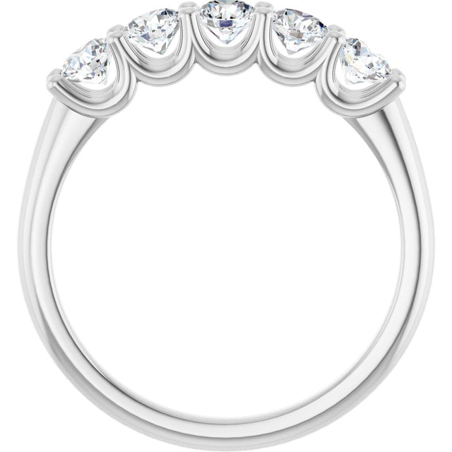 Platinum Round Natural Diamond U-Prong Five-Stone Anniversary Band – 3.5 mm Stones - view 2
