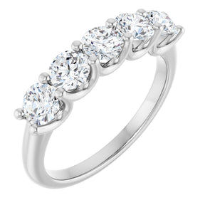 Platinum Round Lab-Grown Diamond U-Prong Five-Stone Anniversary Band – 4.1 mm Stones
