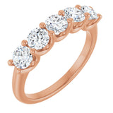 14K Gold Round Natural Diamond U-Prong Five-Stone Anniversary Band – 4.1 mm Stones - Rose Gold