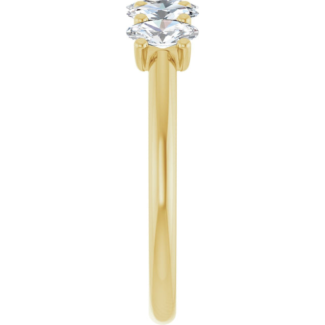 14K Gold Oval Natural Diamond U-Prong Five-Stone Anniversary Band – 5x3 mm Stones - Yellow Gold - view 4