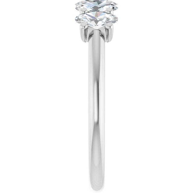 Platinum Oval Lab-Grown Diamond U-Prong Five-Stone Anniversary Band – 5x3 mm Stones - view 4