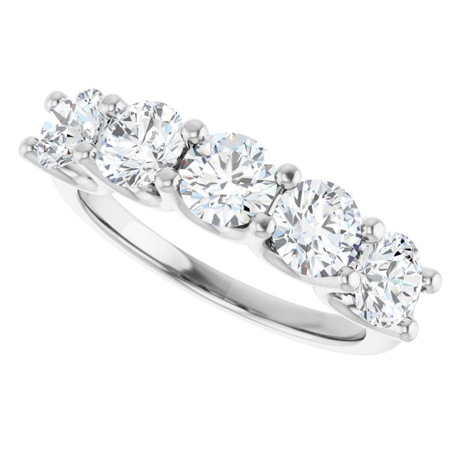 Platinum Round Lab-Grown Diamond U-Prong Five-Stone Anniversary Band – 4.8 mm Stones - view 5