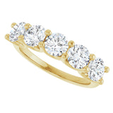 14K Gold Round Lab-Grown Diamond U-Prong Five-Stone Anniversary Band – 4.8 mm Stones - Yellow Gold - view 5