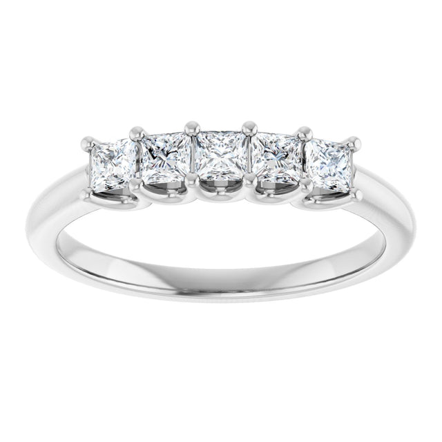 Platinum Square Lab-Grown Diamond U-Prong Five-Stone Anniversary Band – 1/2–2 5/8 CTW - view 3