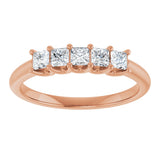 14K Gold Square Lab-Grown Diamond U-Prong Five-Stone Anniversary Band – 1/2–2 CTW - Rose Gold - view 3