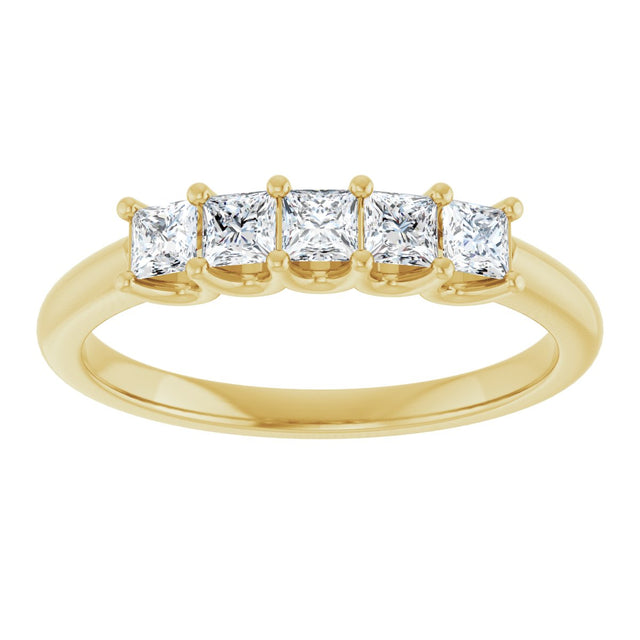 14K Gold Square Lab-Grown Diamond U-Prong Five-Stone Anniversary Band – 1/2–2 CTW - Yellow Gold - view 3