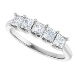 Platinum Square Lab-Grown Diamond U-Prong Five-Stone Anniversary Band – 1/2–2 5/8 CTW - view 5