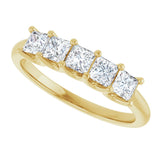14K Gold Square Lab-Grown Diamond U-Prong Five-Stone Anniversary Band – 1/2–2 CTW - Yellow Gold - view 5