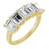 14K Gold Emerald Natural Diamond U-Prong Five-Stone Anniversary Band – 1 3/4–3 CTW - Yellow Gold