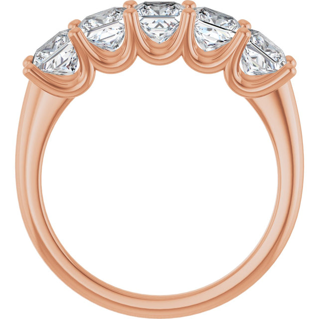 14K Gold Square Lab-Grown Diamond U-Prong Five-Stone Anniversary Band – 1/2–2 CTW - Rose Gold - view 2