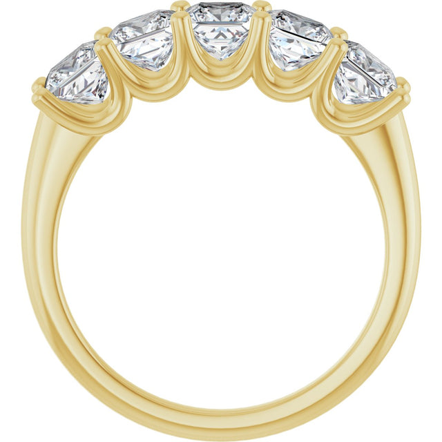 14K Gold Square Lab-Grown Diamond U-Prong Five-Stone Anniversary Band – 1/2–2 CTW - Yellow Gold - view 2