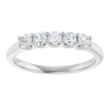 Platinum Round Lab-Grown Diamond U-Prong Five-Stone Anniversary Band – 2.75 mm Stones - view 3