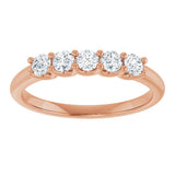 14K Gold Round Lab-Grown Diamond U-Prong Five-Stone Anniversary Band – 2.75 mm Stones - Rose Gold - view 3