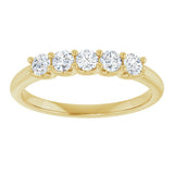 14K Gold Round Lab-Grown Diamond U-Prong Five-Stone Anniversary Band – 2.75 mm Stones - Yellow Gold - view 3