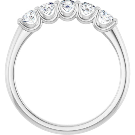 Platinum Round Lab-Grown Diamond U-Prong Five-Stone Anniversary Band – 3.2 mm Stones - view 2