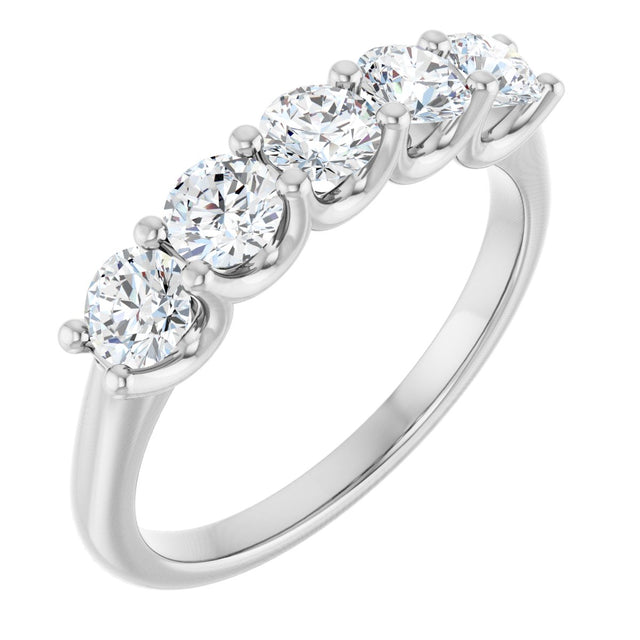 Platinum Round Lab-Grown Diamond U-Prong Five-Stone Anniversary Band – 3.75 mm Stones