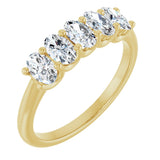 14K Gold Oval Natural Diamond U-Prong Five-Stone Anniversary Band – 5x3 mm Stones - Yellow Gold