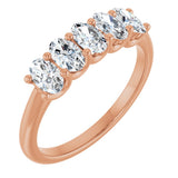 14K Gold Oval Lab-Grown Diamond U-Prong Five-Stone Anniversary Band – 5x3 mm Stones - Rose Gold