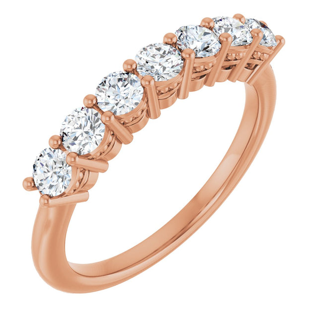 14K Gold Round Lab-Grown Diamond Seven-Stone Anniversary Band – 1/5–3/4 CTW - Rose Gold