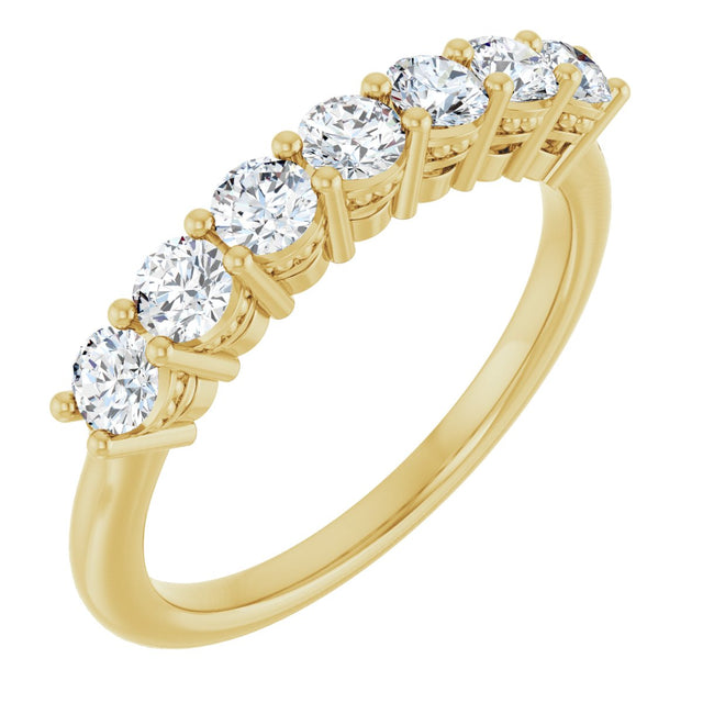 14K Gold Round Lab-Grown Diamond Seven-Stone Anniversary Band – 1/5–3/4 CTW - Yellow Gold