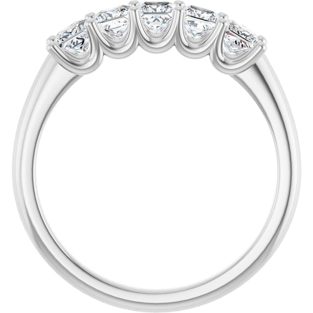 Platinum Square Lab-Grown Diamond U-Prong Five-Stone Anniversary Band – 1/2–2 5/8 CTW - view 2