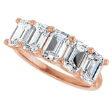 14K Gold Emerald Lab-Grown Diamond U-Prong Five-Stone Anniversary Band – 1 1/2–3 CTW - Rose Gold - view 5