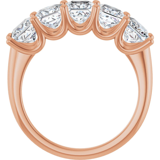 14K Gold Square Lab-Grown Diamond U-Prong Five-Stone Anniversary Band – 2 5/8 CTW - Rose Gold - view 2