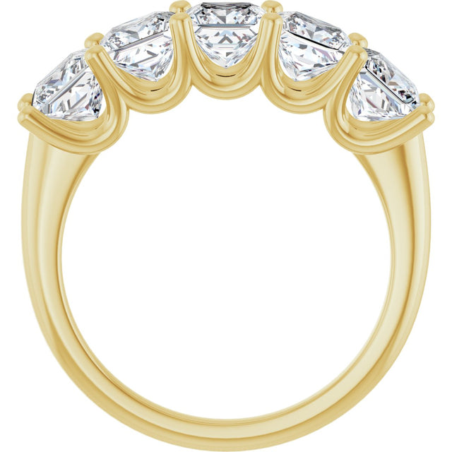 14K Gold Square Lab-Grown Diamond U-Prong Five-Stone Anniversary Band – 2 5/8 CTW - Yellow Gold - view 2