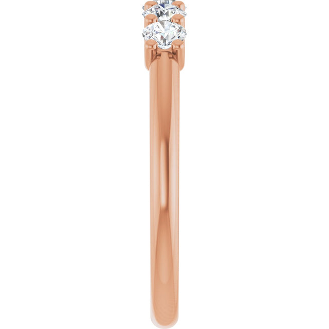14K Gold Round Lab-Grown Diamond U-Prong Five-Stone Anniversary Band – 3 mm Stones - Rose Gold - view 4