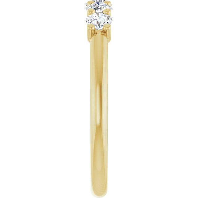 14K Gold Round Natural Diamond U-Prong Five-Stone Anniversary Band – 3 mm Stones - Yellow Gold - view 4
