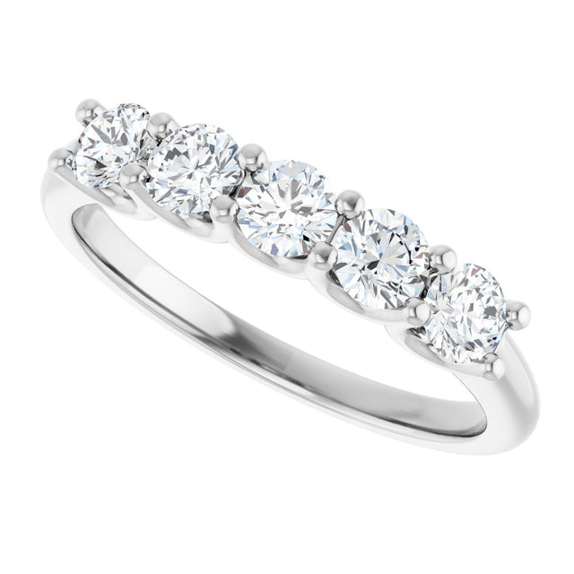 14K Gold Round Lab-Grown Diamond U-Prong Five-Stone Anniversary Band – 3.4 mm Stones - White Gold - view 5