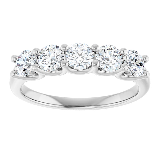 Platinum Round Lab-Grown Diamond U-Prong Five-Stone Anniversary Band – 3.8 mm Stones - view 3