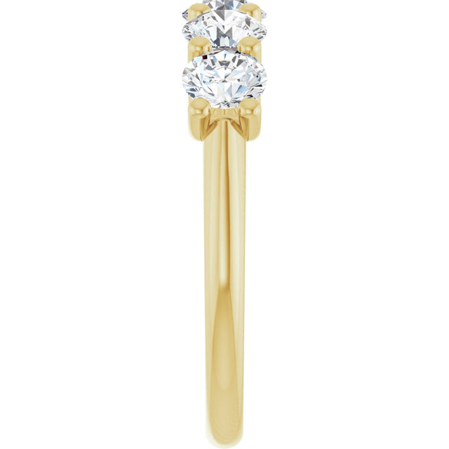 14K Gold Round Lab-Grown Diamond U-Prong Five-Stone Anniversary Band – 4.4 mm Stones - Yellow Gold - view 4