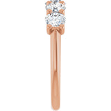 14K Gold Round Lab-Grown Diamond U-Prong Five-Stone Anniversary Band – 4.4 mm Stones - Rose Gold - view 4