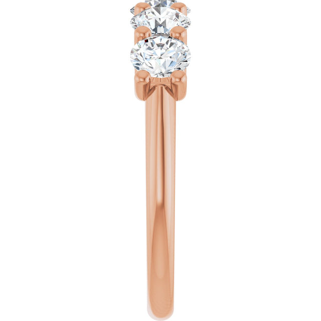 14K Gold Round Lab-Grown Diamond U-Prong Five-Stone Anniversary Band – 4.4 mm Stones - Rose Gold - view 4