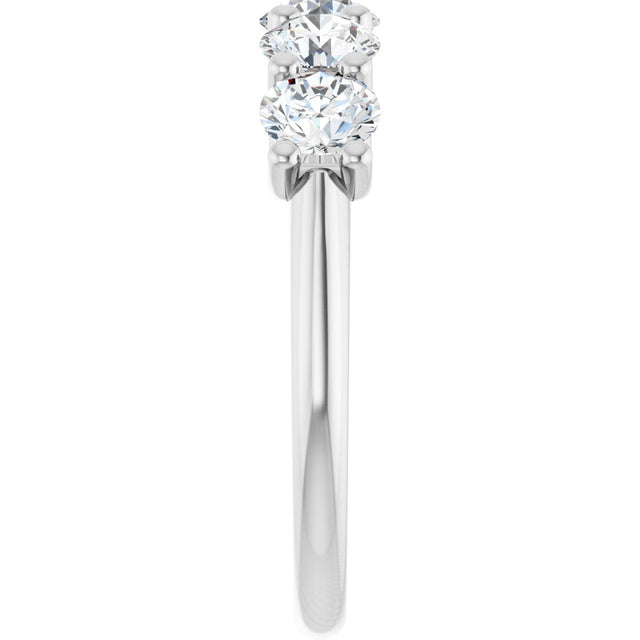 14K Gold Round Lab-Grown Diamond U-Prong Five-Stone Anniversary Band – 4.4 mm Stones - White Gold - view 4