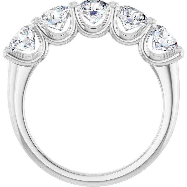 14K Gold Round Lab-Grown Diamond U-Prong Five-Stone Anniversary Band – 4.8 mm Stones - White Gold - view 2