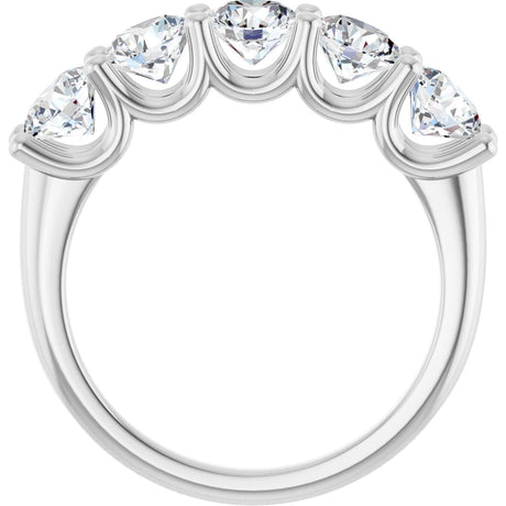 Platinum Round Lab-Grown Diamond U-Prong Five-Stone Anniversary Band – 4.8 mm Stones - view 2