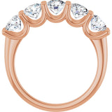 14K Gold Round Lab-Grown Diamond U-Prong Five-Stone Anniversary Band – 4.8 mm Stones - Rose Gold - view 2